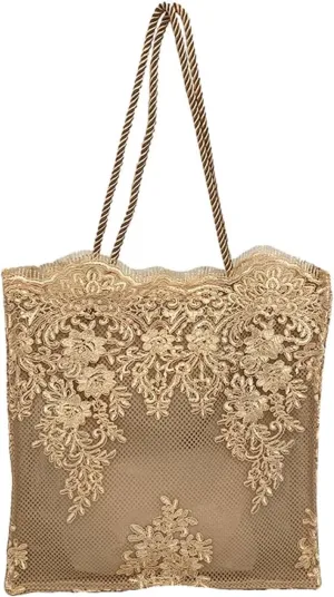 TENDYCOCO Stylish Shoulder Bag Handbag Lace Embroidery Trendy Purse Bag for Women Portable Handbag