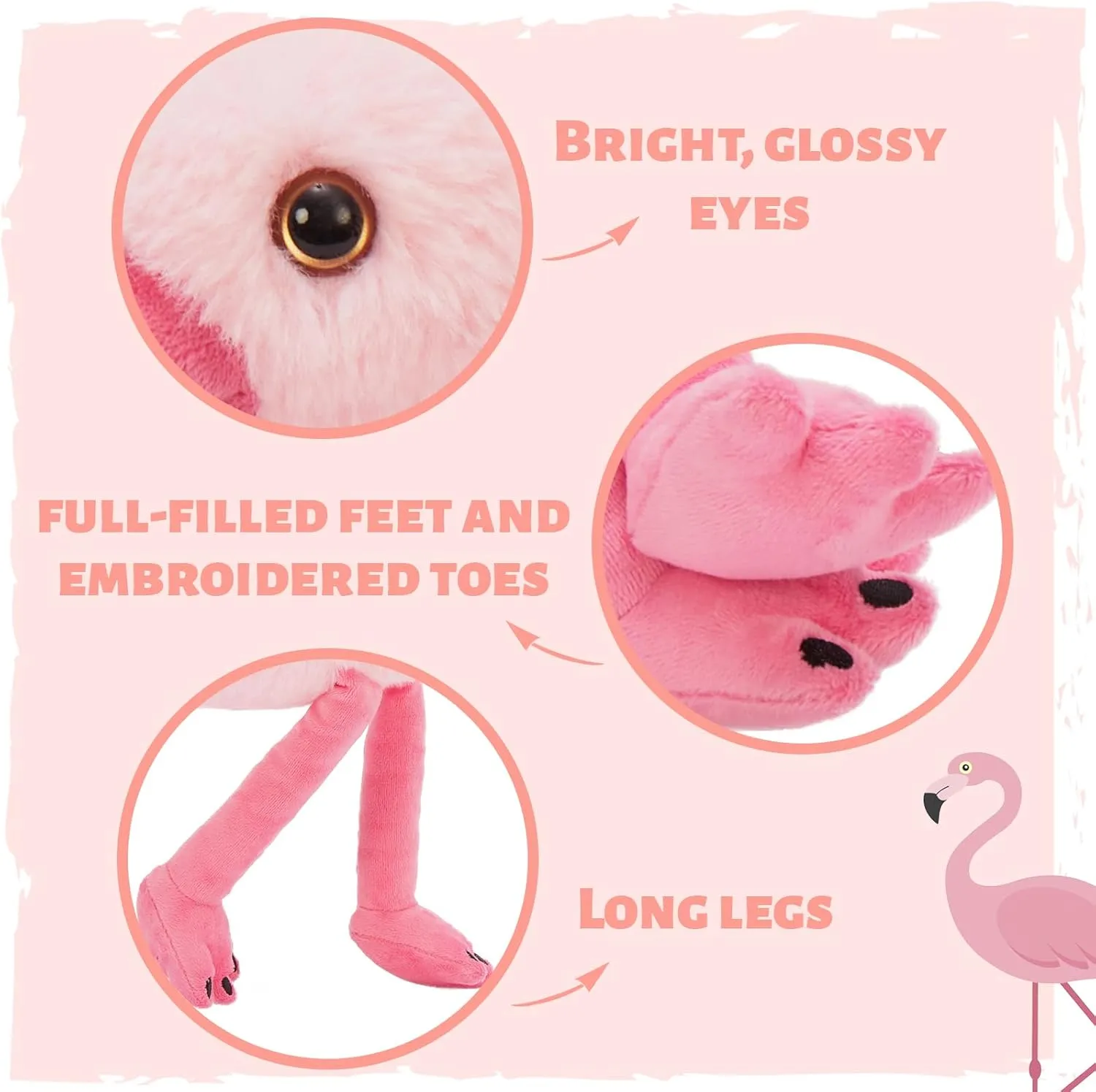 Tezituor Flamingo Stuffed Animal with 4 Babies,17.7" Pink Mommy Flamingo Plush with 4 Babies Soft Bird Toy for Kids Birthday Gift Nursery Decor