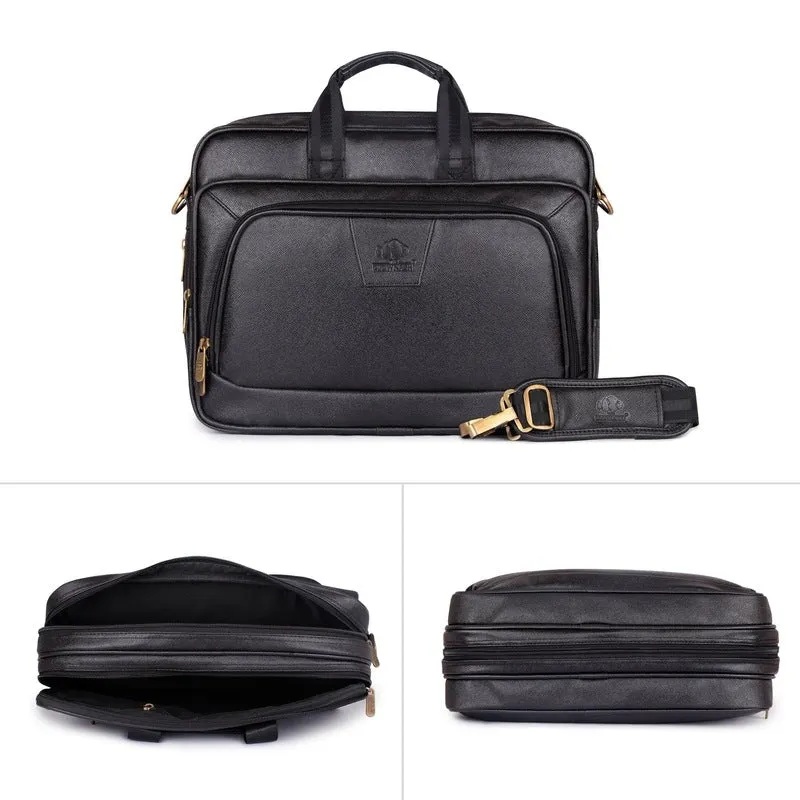 THE CLOWNFISH Bureaucrat Laptop Bag - Padded Compartment | Adjustable Shoulder Strap | 15.6 Inches | Jet Black