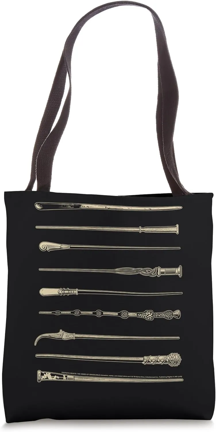 The Crimes of Grindelwald Wands Black Tote Bag