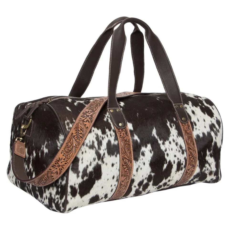 The Design Edge Colombia Cowhide Travel Bag with Carving Details