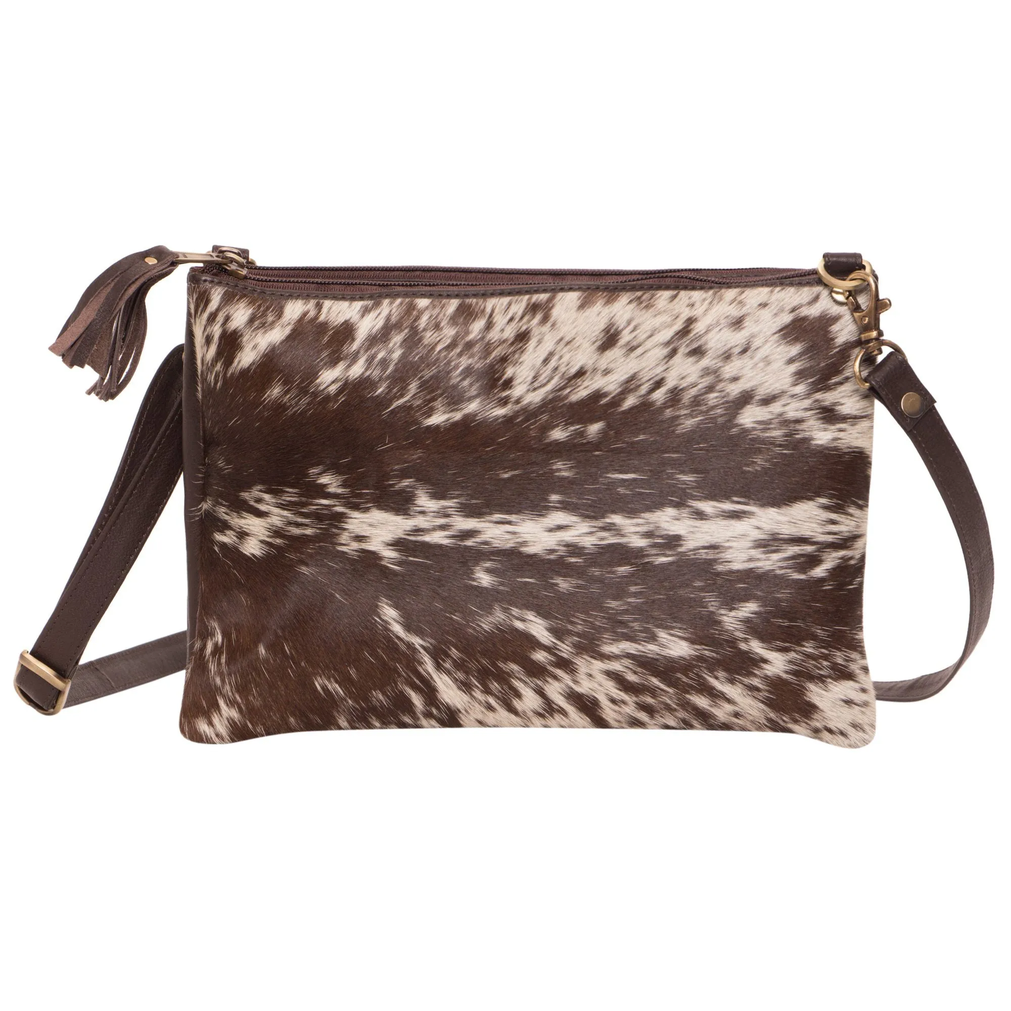 The Design Edge Double Zipper Cowhide Handbag