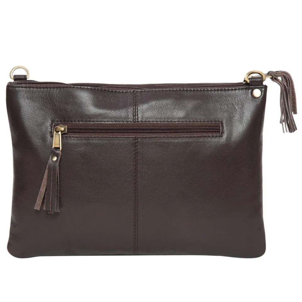 The Design Edge Double Zipper Cowhide Handbag