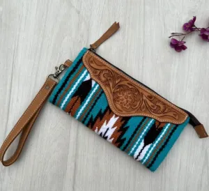 The Design Edge Turquoise Tooled Saddle Blanket Clutch
