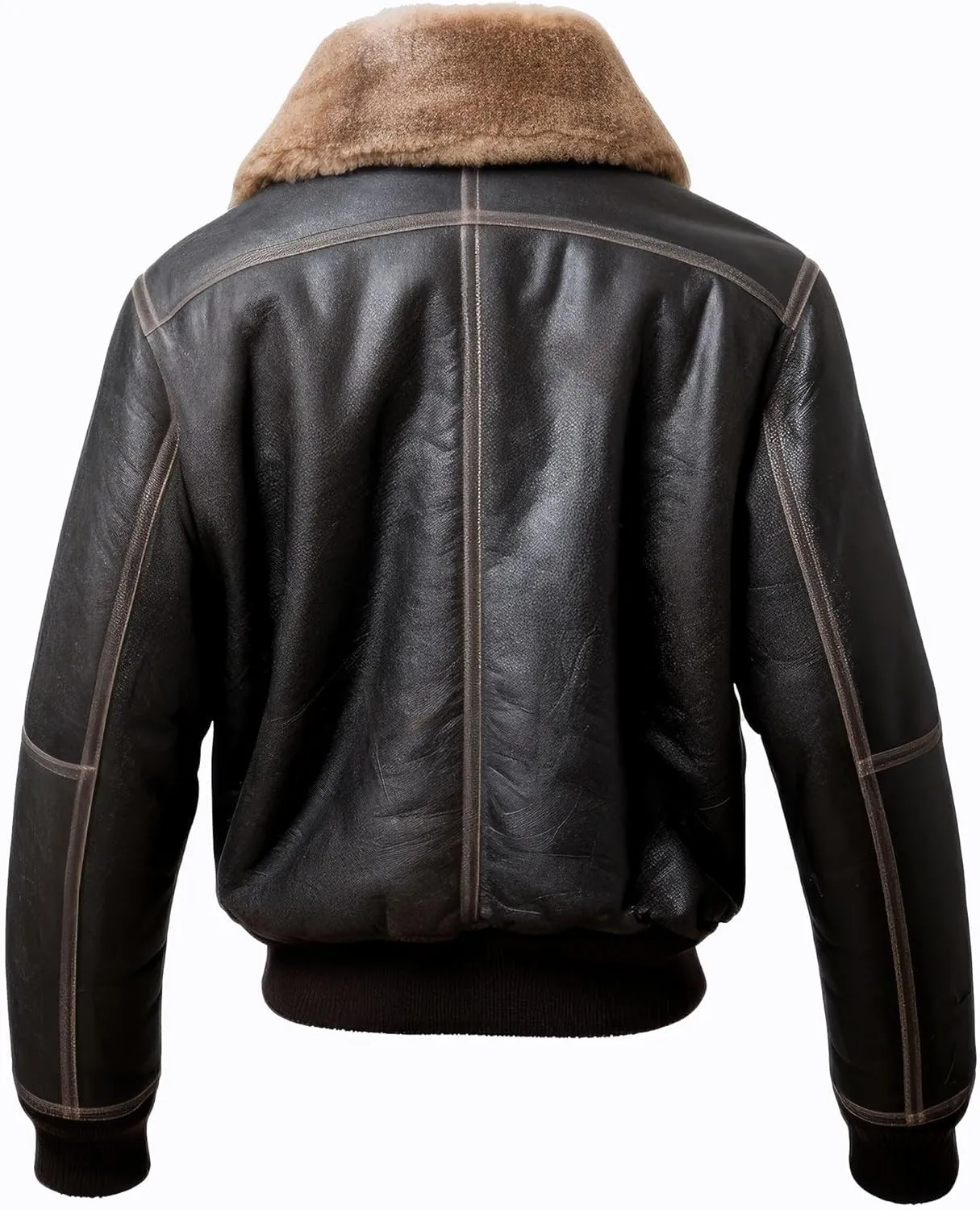The Next Men Bomber Leather Jacket Fur Coat Side Pockets Aviation Natural Genuine Leather Jackets