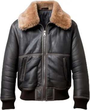 The Next Men Bomber Leather Jacket Fur Coat Side Pockets Aviation Natural Genuine Leather Jackets