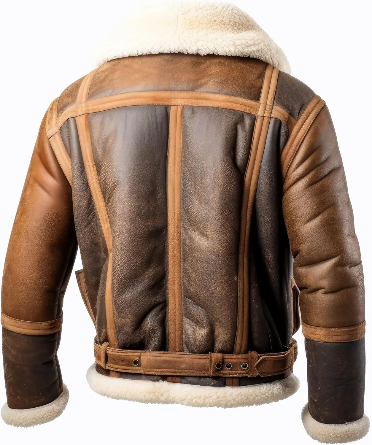 The Next Men Shearling Lapel Fur Leather Jacket Bomber Coat Side Pockets Aviation Genuine Leather Jackets