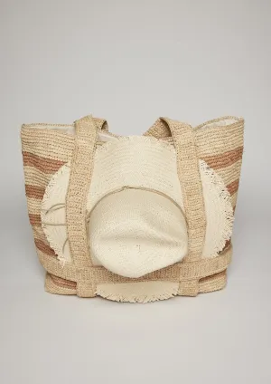 The Original Straw Traveler Bag - Natural/Toast Stripe