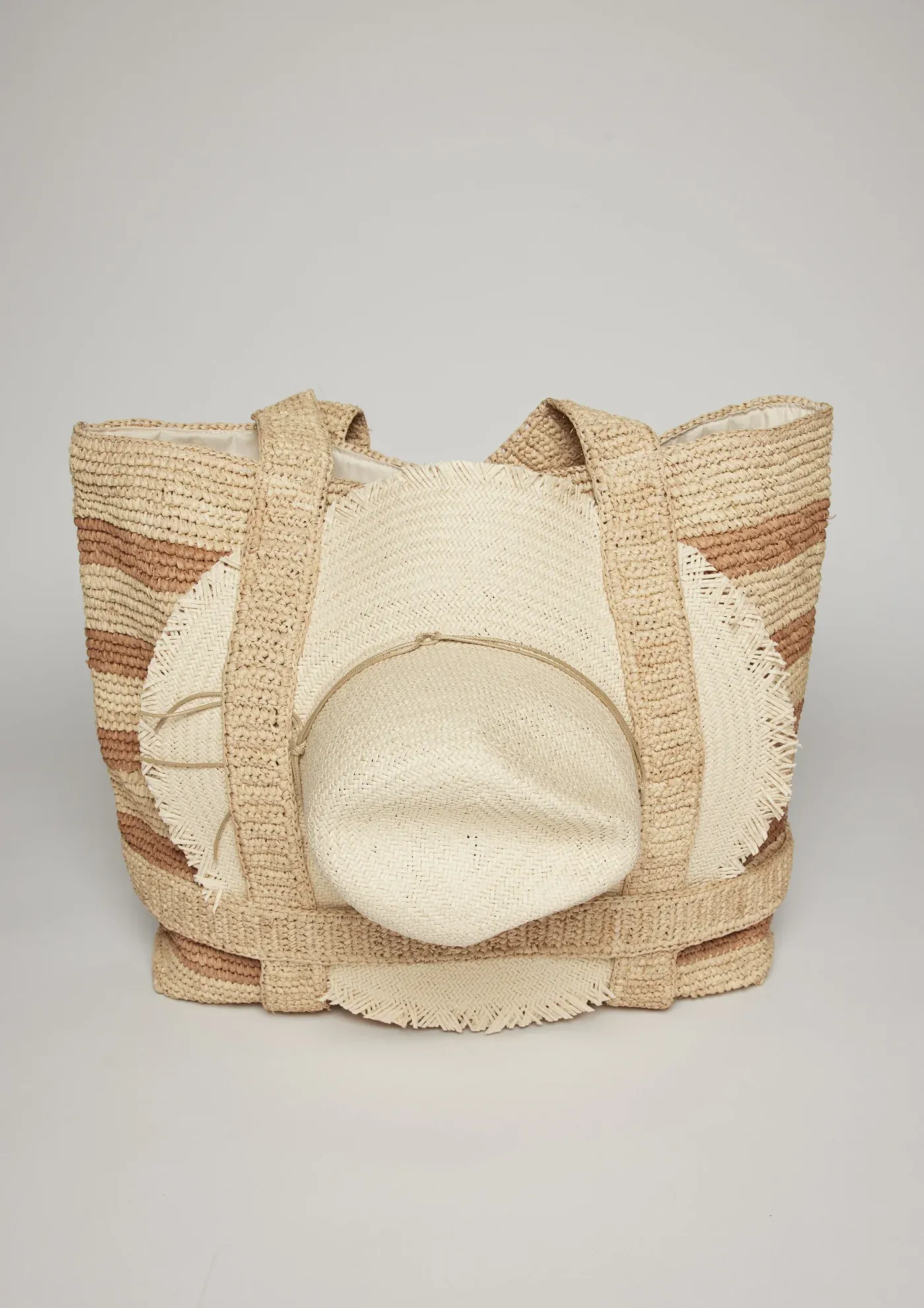 The Original Straw Traveler Bag - Natural/Toast Stripe