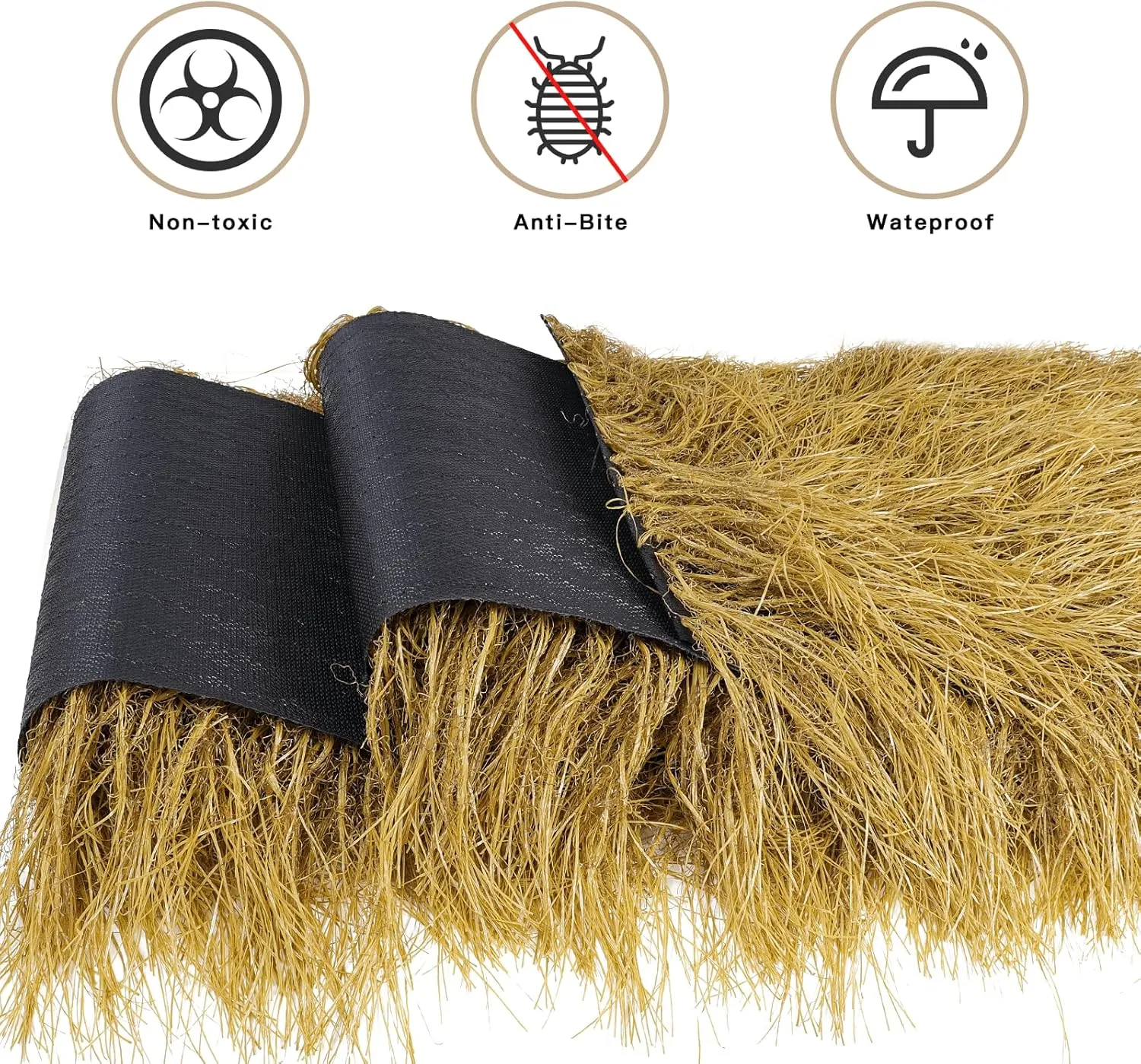 Tiki Thatch Grass Roof, Mexican Artificial Straw Roll for Tiki Bar Hut Party Garden Fence Patio DIY Crafts,Palapa Thatch Roofing Duck Blind Grass Hay Bales for Decoration (Yellow, 48" x 16")