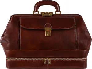 Time Resistance Leather Doctor Bag - Italian Handmade Medical Bag - Vintage Style Handbag - Real Leather Briefcase