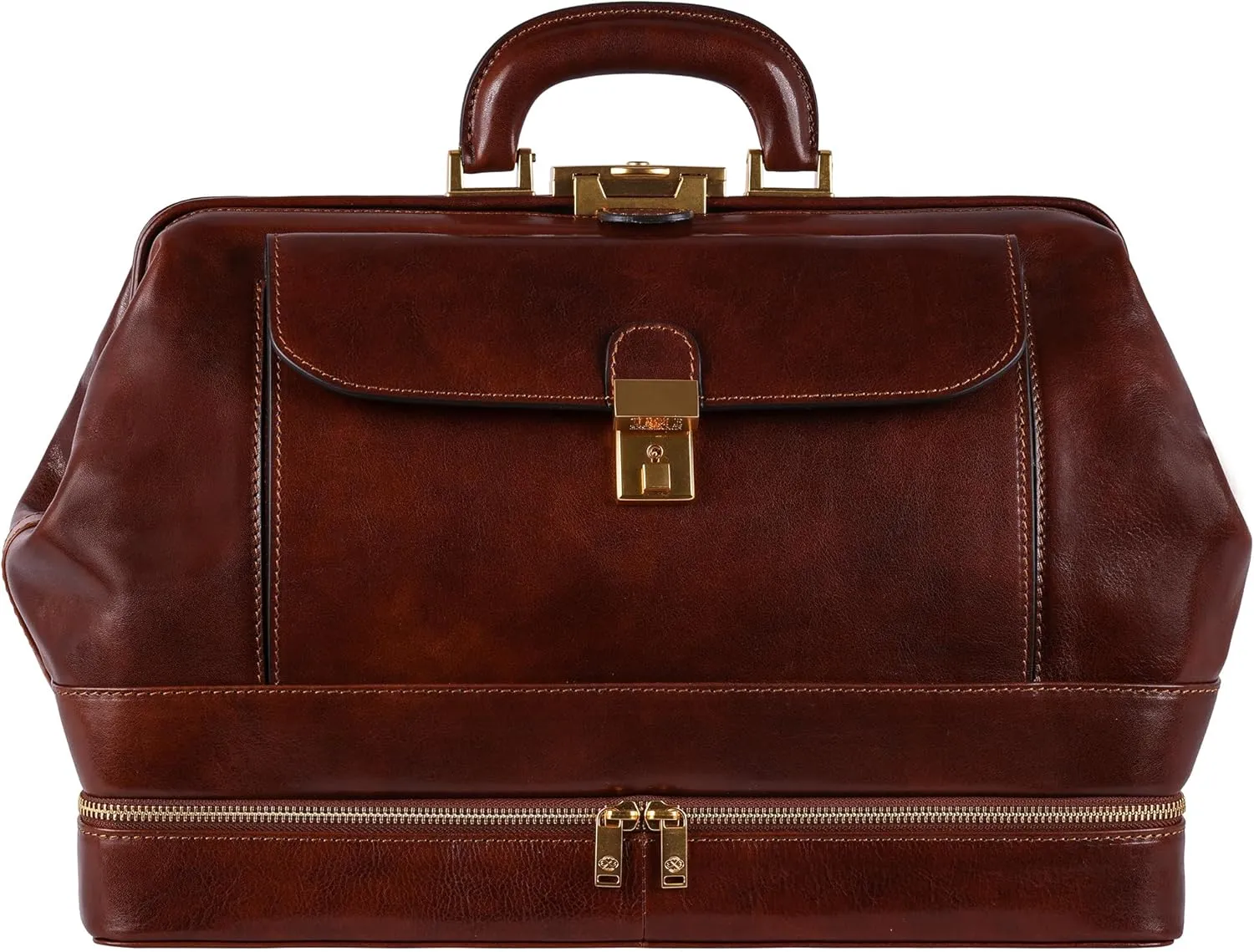 Time Resistance Leather Doctor Bag - Italian Handmade Medical Bag - Vintage Style Handbag - Real Leather Briefcase