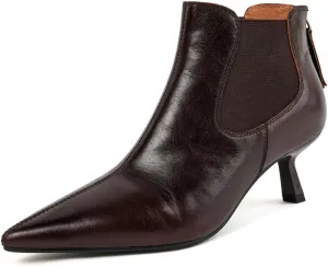 TinaCus Women's Pointed Toe Handmade Back Zipper Stiletto Heels Genuine Leather Vintage Ankle Boots