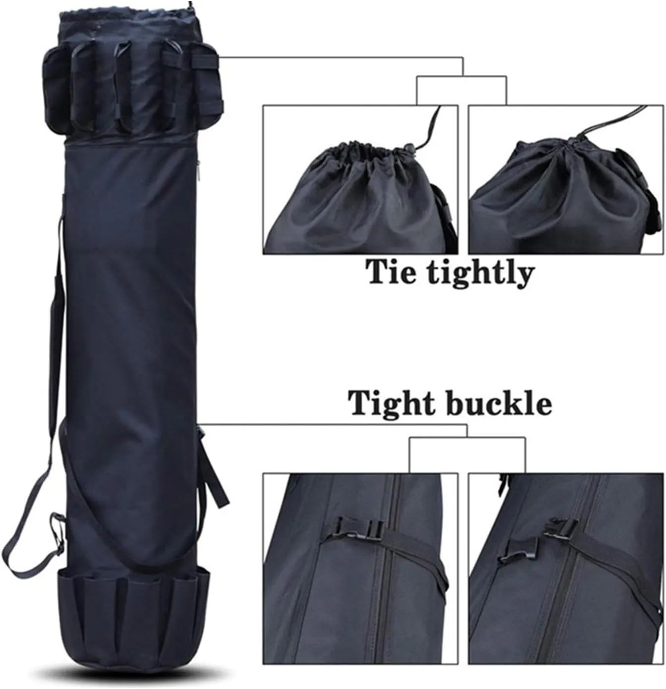 TOOLSAGE Fishing Rod Bag, Outdoor Fly Fishing Sleeve Reel Case Storage Fish Lures Gear Tackle Sea Fishing Rod Case Black Protector Bag with Shoulder Strap
