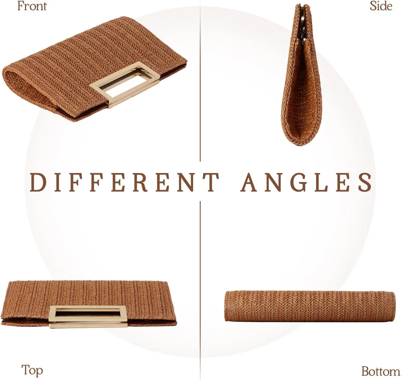 Top Handle Straw Clutch for Women Summer Clutch Straw Evening Bag Raffia Crossbody Purses Woven Beach Clutch
