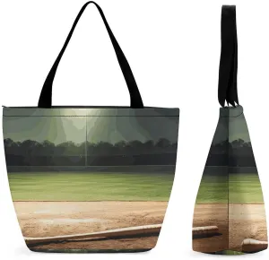 Tote Bag for Women Casual Shoulder Bag Baseball Sports Field Handbag Reusable Shopping Bags Grocery Bag