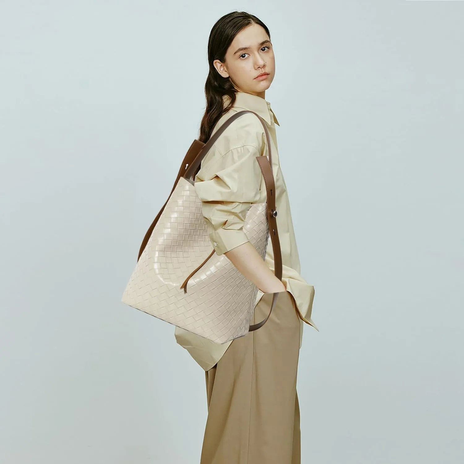 Tote Bag for Women, Soft Genuine Leather Fashion Hobo Handbag, Large Capacity Purse Top Handle Shoulder Bag Travel