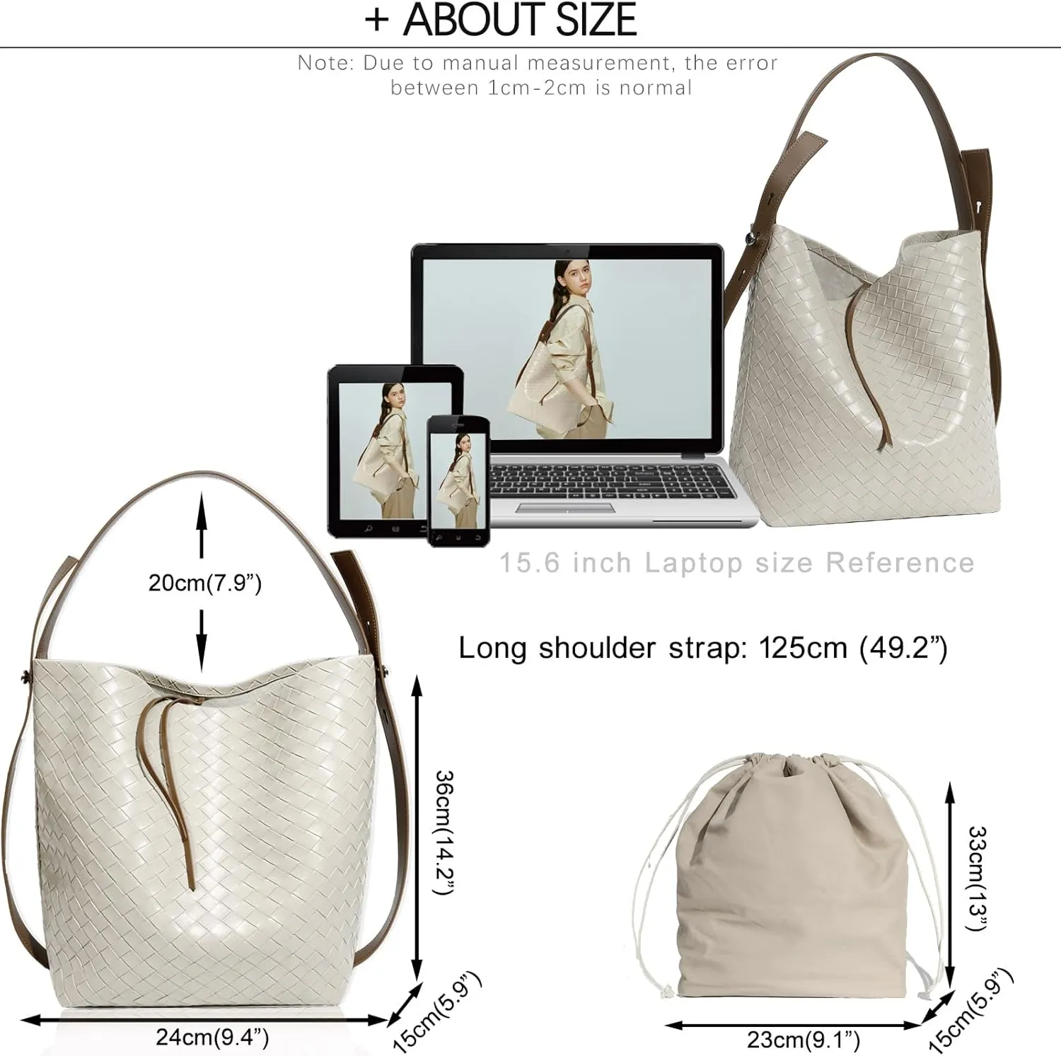 Tote Bag for Women, Soft Genuine Leather Fashion Hobo Handbag, Large Capacity Purse Top Handle Shoulder Bag Travel