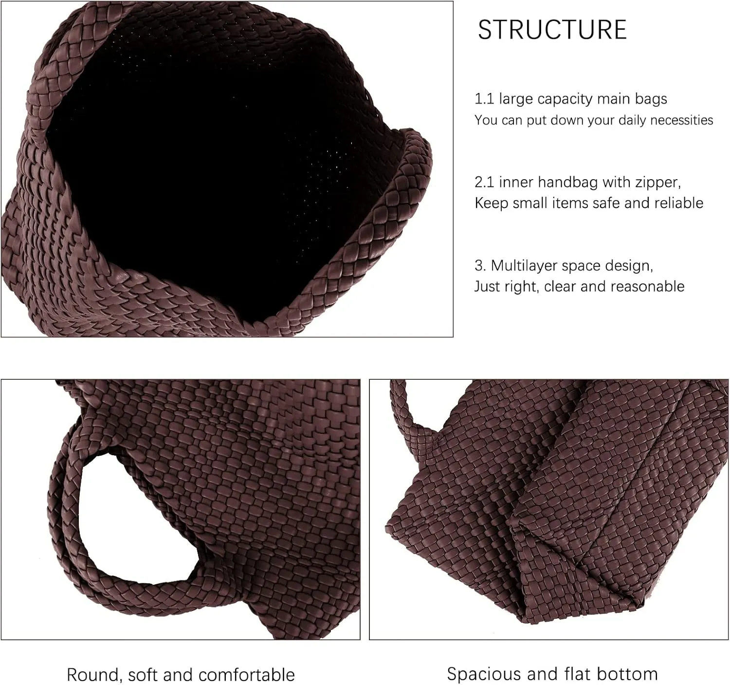 Tote Bag For Women Vegan Leather Handmade Woven Tote Bag Beach Bag Travel Handbag And Purse Top Handle Hobo Tote Bags
