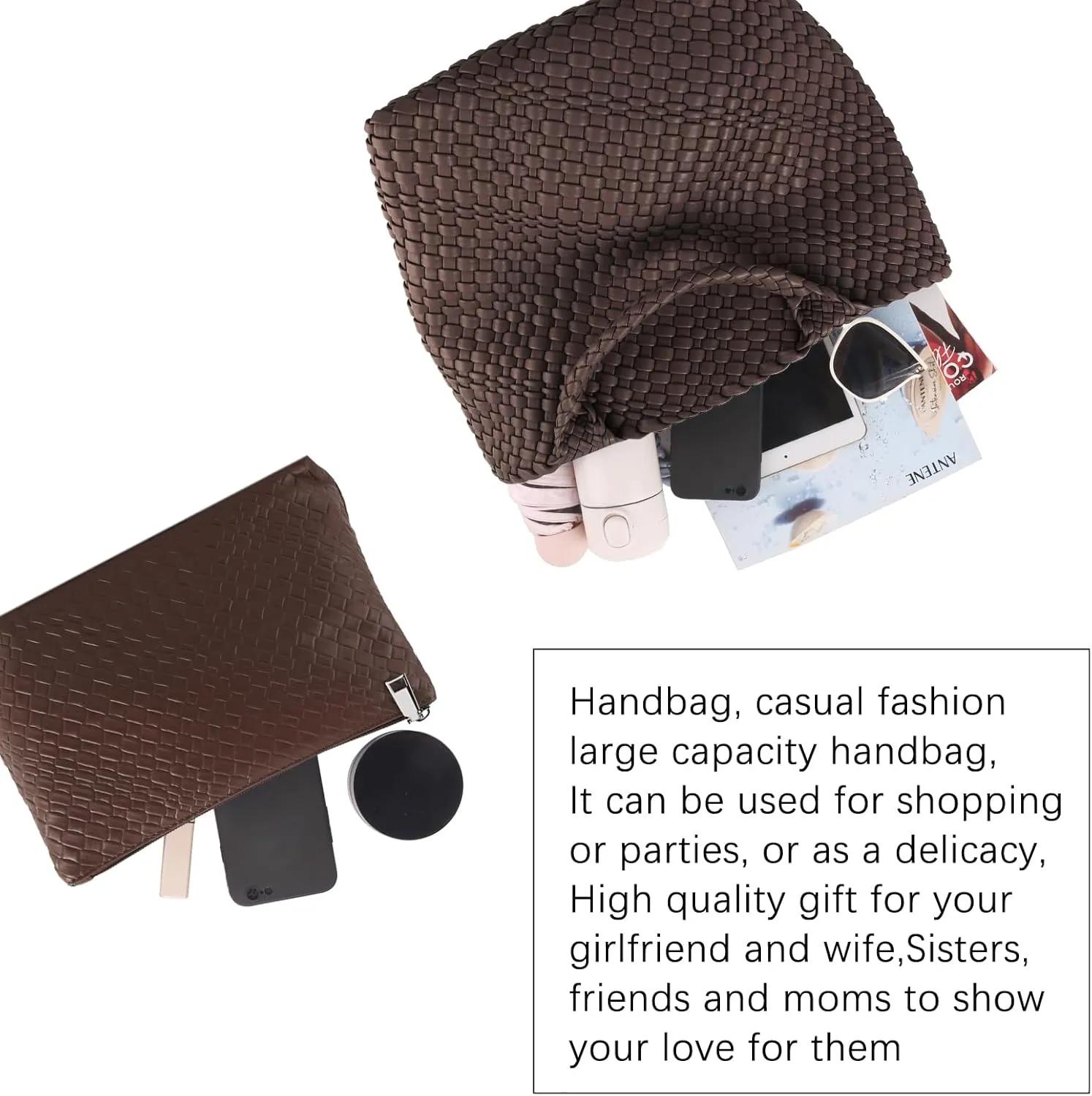 Tote Bag For Women Vegan Leather Handmade Woven Tote Bag Beach Bag Travel Handbag And Purse Top Handle Hobo Tote Bags