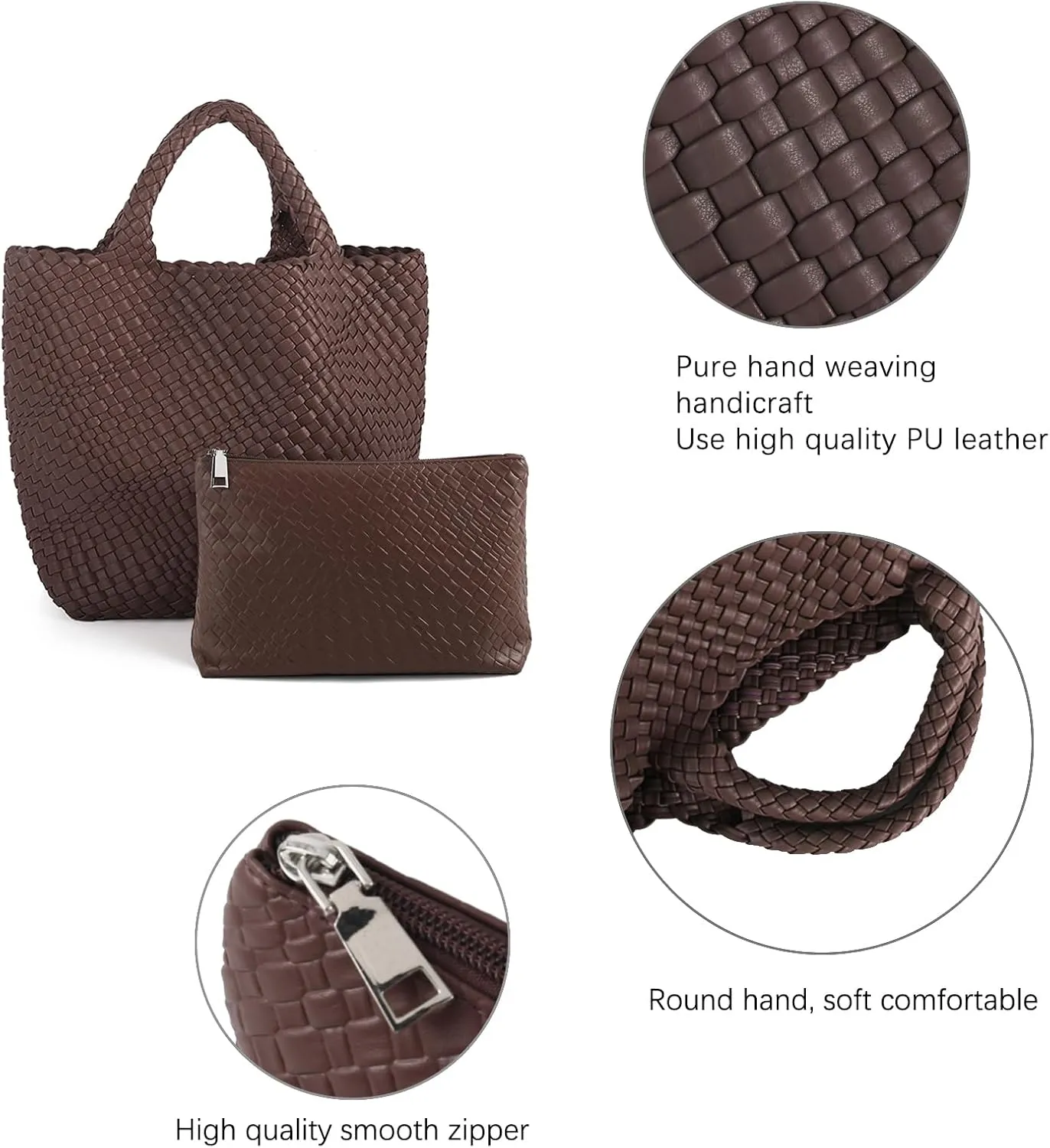 Tote Bag For Women Vegan Leather Handmade Woven Tote Bag Beach Bag Travel Handbag And Purse Top Handle Hobo Tote Bags