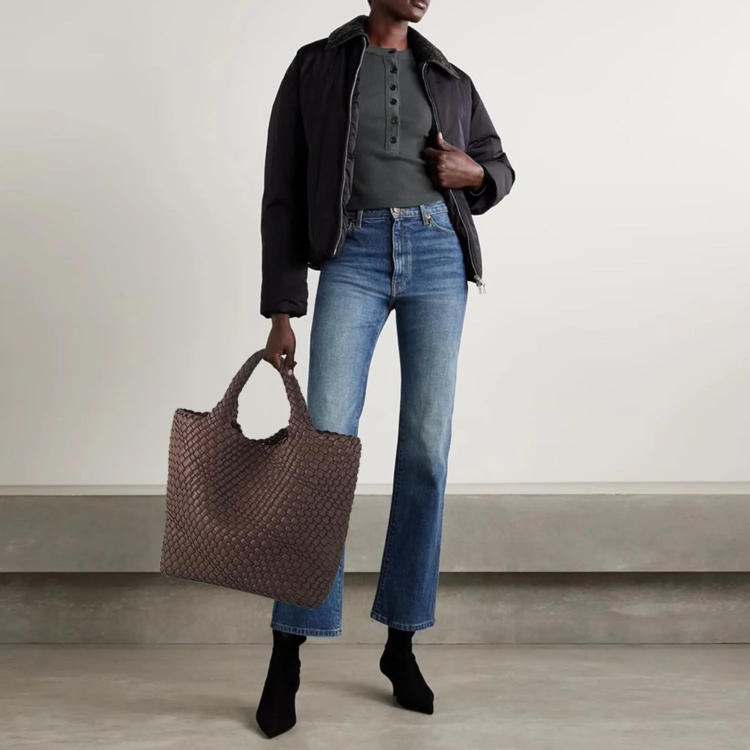 Tote Bag For Women Vegan Leather Handmade Woven Tote Bag Beach Bag Travel Handbag And Purse Top Handle Hobo Tote Bags