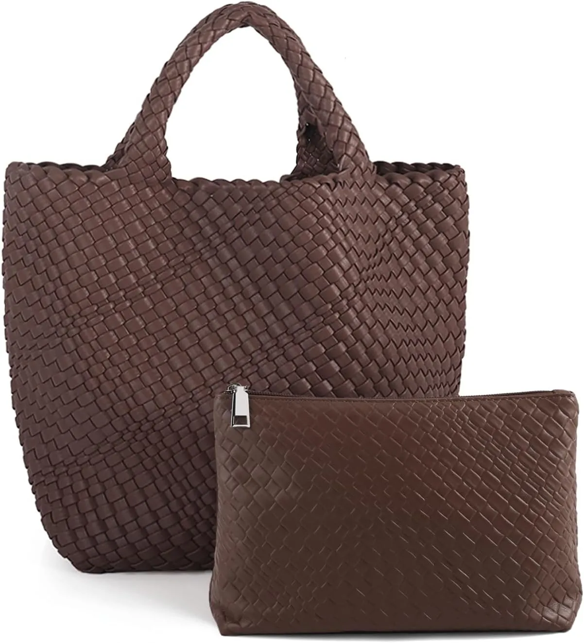 Tote Bag For Women Vegan Leather Handmade Woven Tote Bag Beach Bag Travel Handbag And Purse Top Handle Hobo Tote Bags