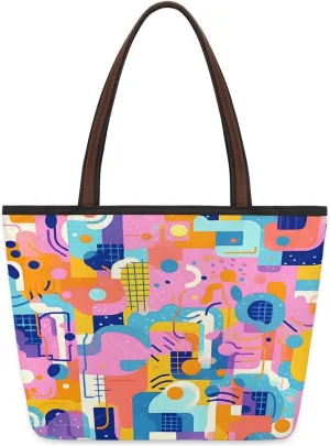 Tote Bag for Women with Zipper Large Capacity Top Handle Casual Shoulder Bag Handbag Reusable Shopping