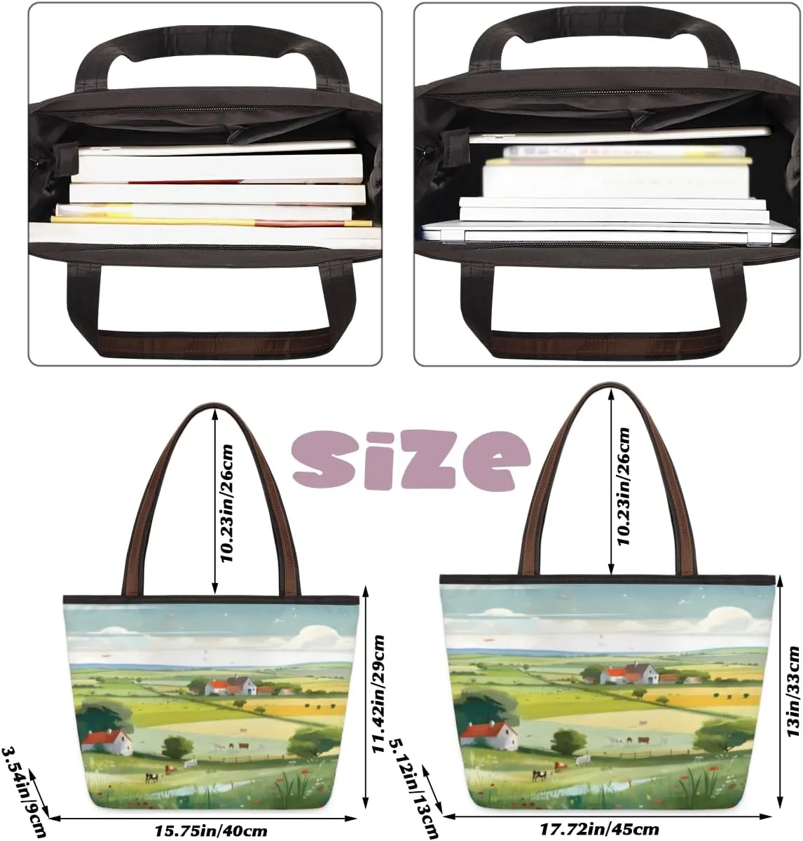 Tote Bag for Women with Zipper Large Capacity Top Handle Casual Shoulder Bag Handbag Reusable Shopping