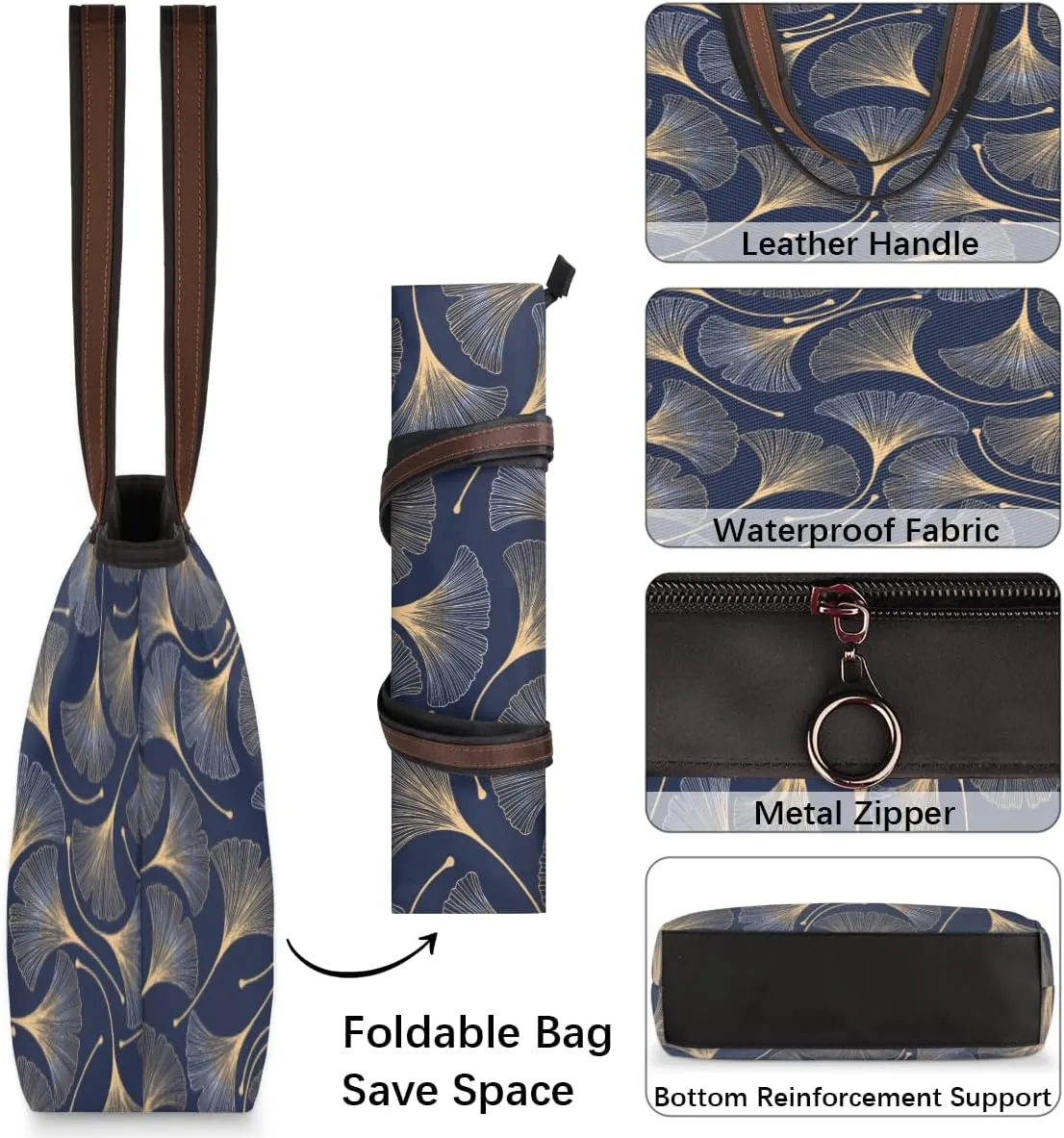 Tote Bag for Women with Zipper Large Capacity Top Handle Casual Shoulder Bag Handbag Reusable Shopping