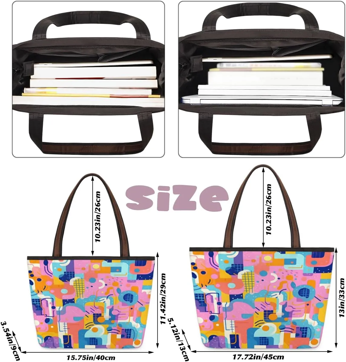 Tote Bag for Women with Zipper Large Capacity Top Handle Casual Shoulder Bag Handbag Reusable Shopping