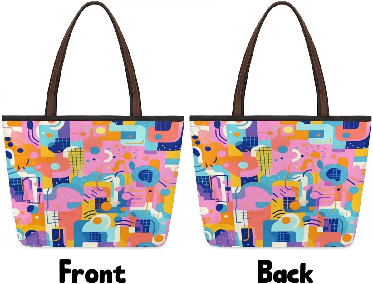 Tote Bag for Women with Zipper Large Capacity Top Handle Casual Shoulder Bag Handbag Reusable Shopping