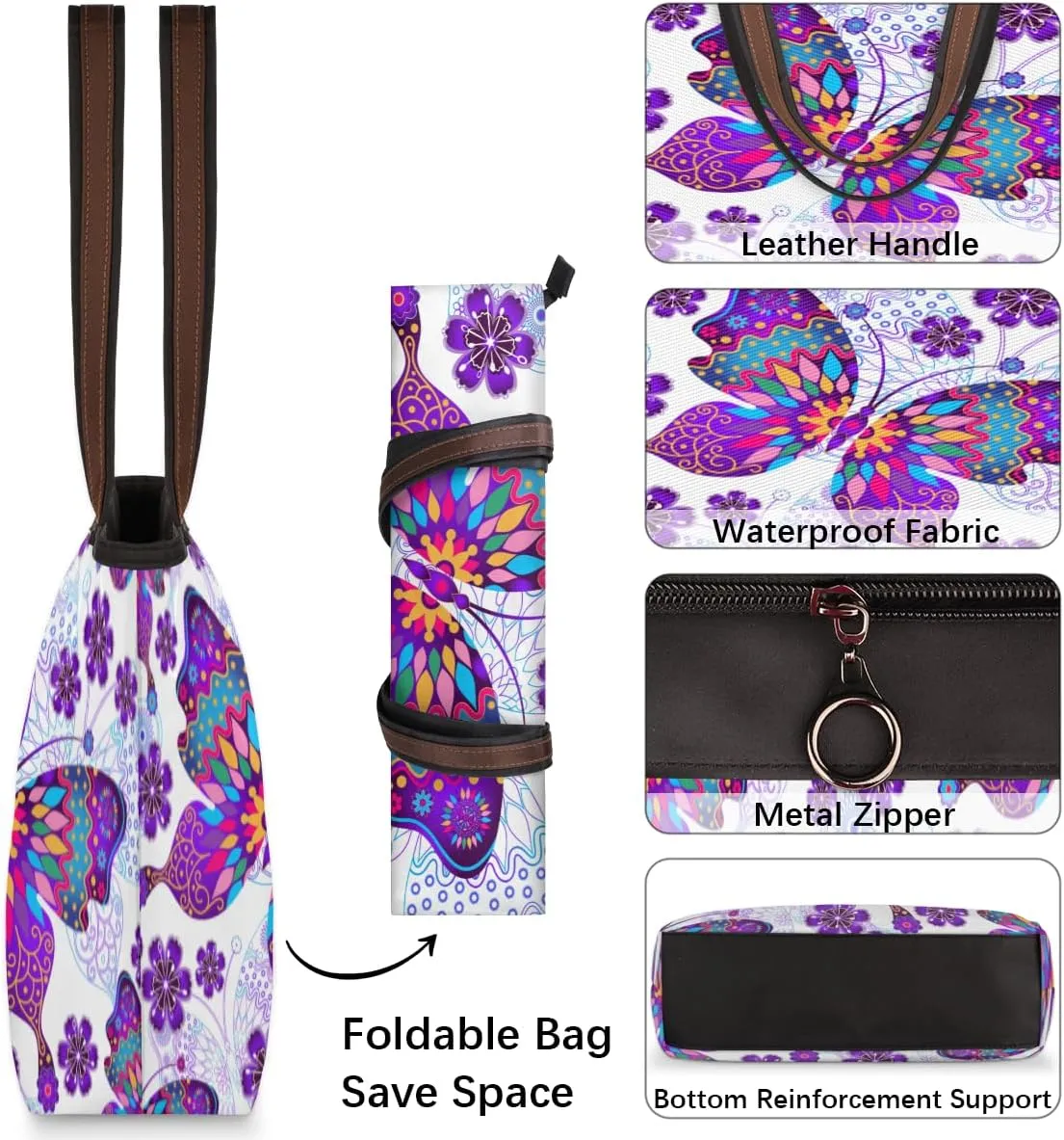 Tote Bag for Women with Zipper Large Capacity Top Handle Casual Shoulder Bag Handbag Reusable Shopping