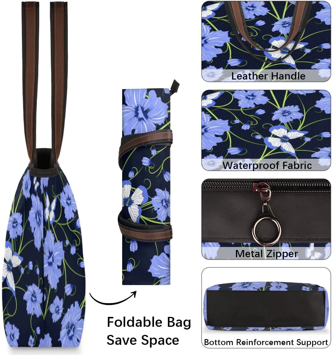 Tote Bag for Women with Zipper Large Capacity Top Handle Casual Shoulder Bag Handbag Reusable Shopping