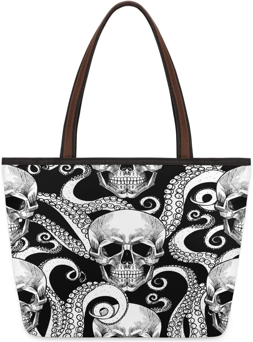 Tote Bag for Women with Zipper Large Capacity Top Handle Casual Shoulder Bag Handbag Reusable Shopping