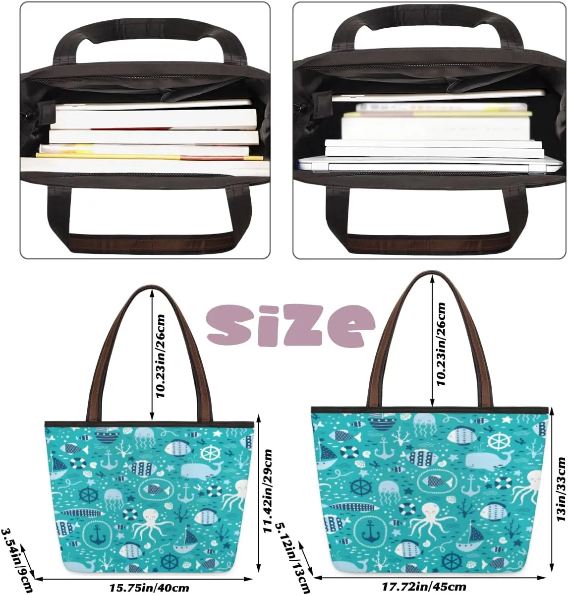 Tote Bag for Women with Zipper Large Capacity Top Handle Casual Shoulder Bag Handbag Reusable Shopping