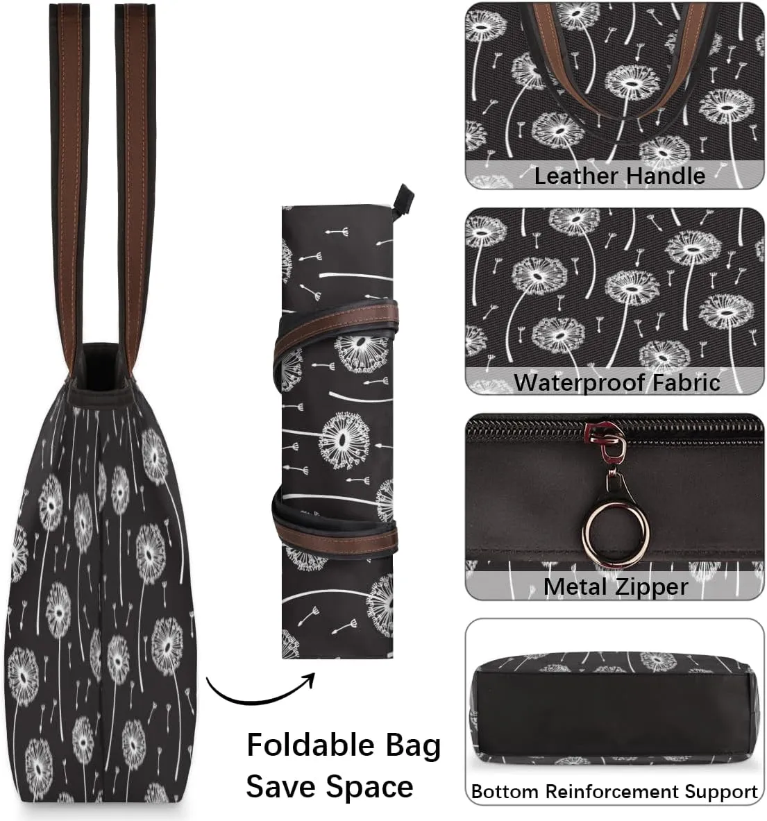 Tote Bag for Women with Zipper Large Capacity Top Handle Casual Shoulder Bag Handbag Reusable Shopping