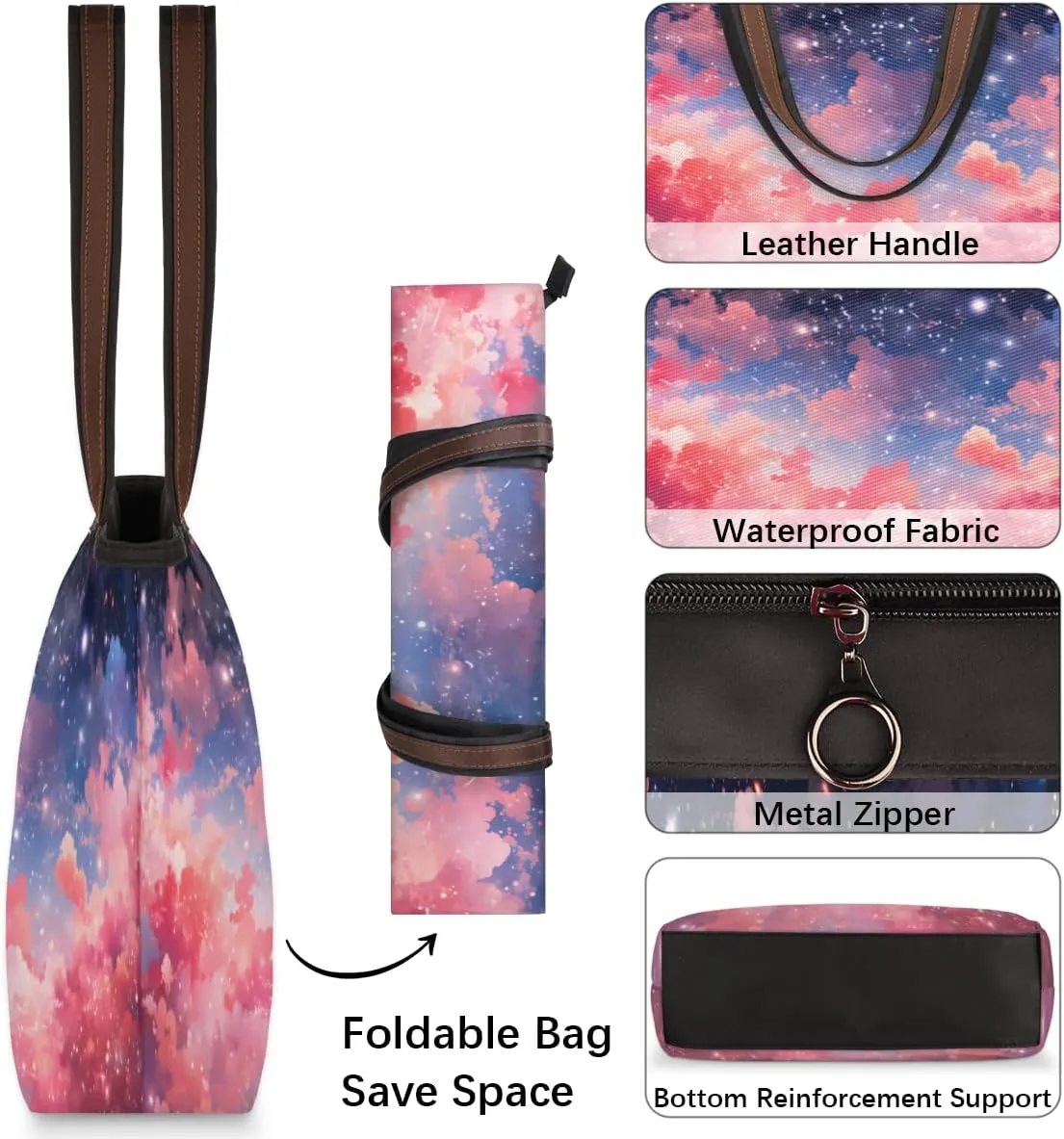 Tote Bag for Women with Zipper Large Capacity Top Handle Casual Shoulder Bag Handbag Reusable Shopping