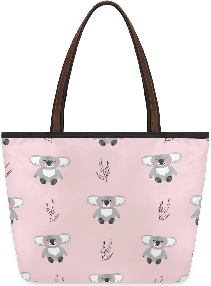 Tote Bag for Women with Zipper Large Capacity Top Handle Casual Shoulder Bag Handbag Reusable Shopping