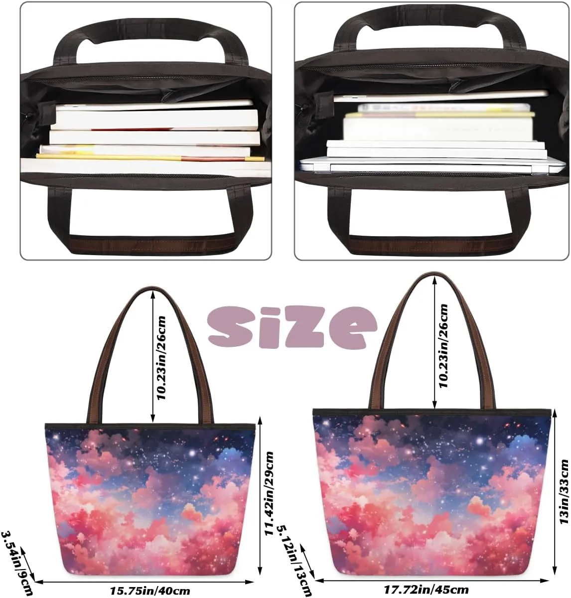 Tote Bag for Women with Zipper Large Capacity Top Handle Casual Shoulder Bag Handbag Reusable Shopping