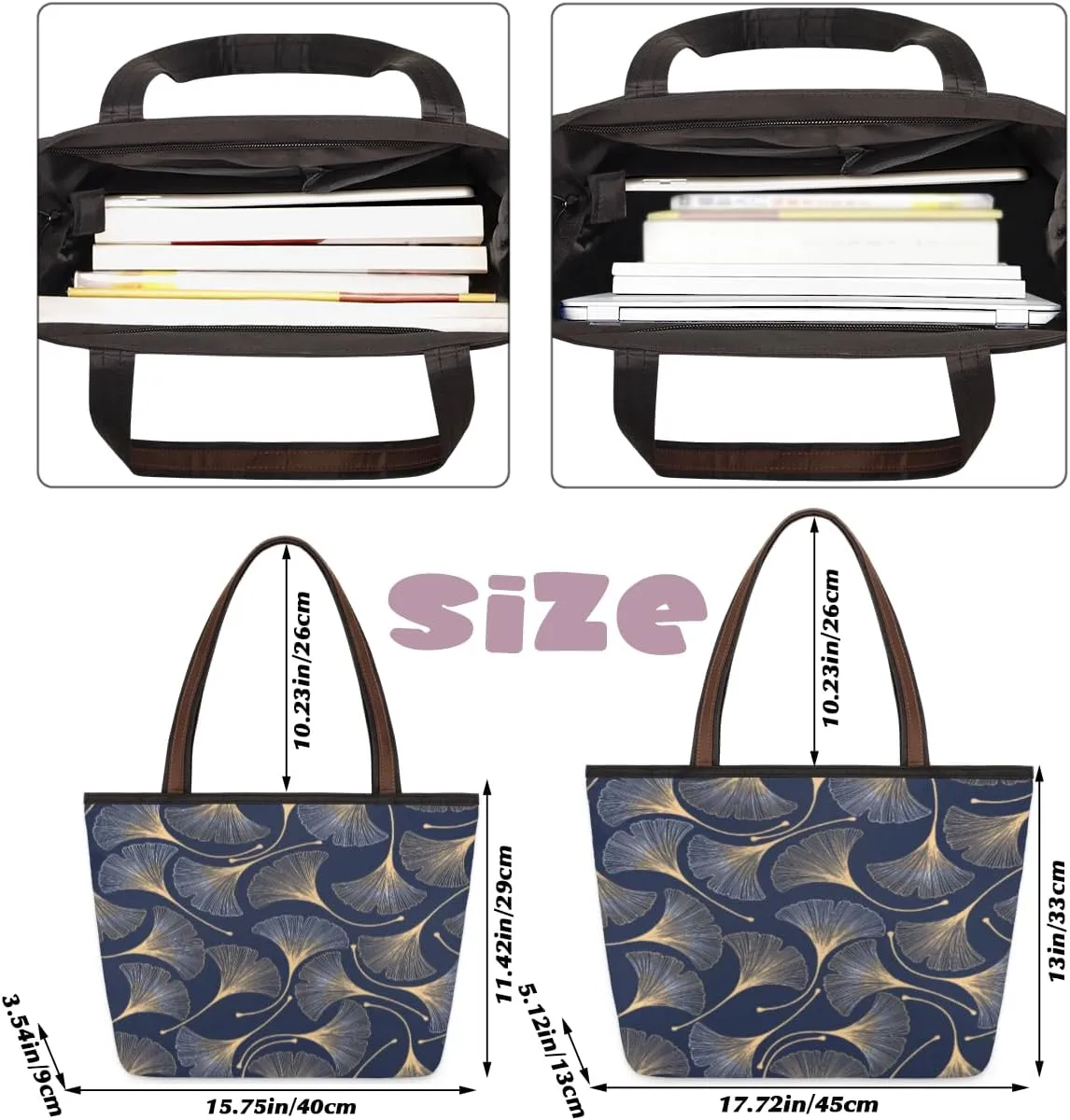 Tote Bag for Women with Zipper Large Capacity Top Handle Casual Shoulder Bag Handbag Reusable Shopping