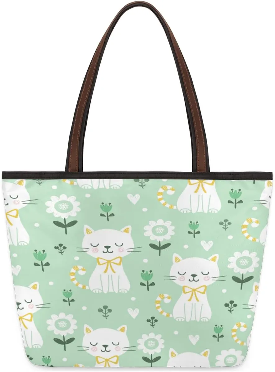 Tote Bag for Women with Zipper Large Capacity Top Handle Casual Shoulder Bag Handbag Reusable Shopping