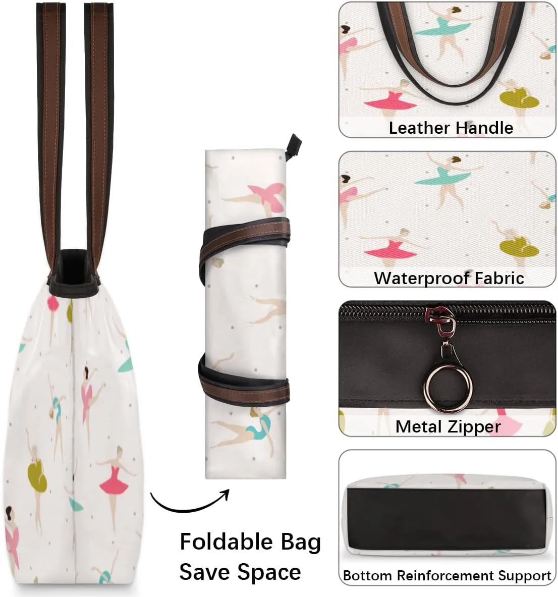 Tote Bag for Women with Zipper Large Capacity Top Handle Casual Shoulder Bag Handbag Reusable Shopping