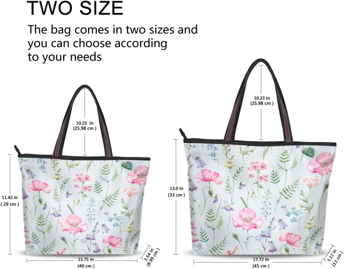 Tote Bag for Women with Zipper,Polyester Tote Purse Holiday Tote Bag Work Handbag Women Gift