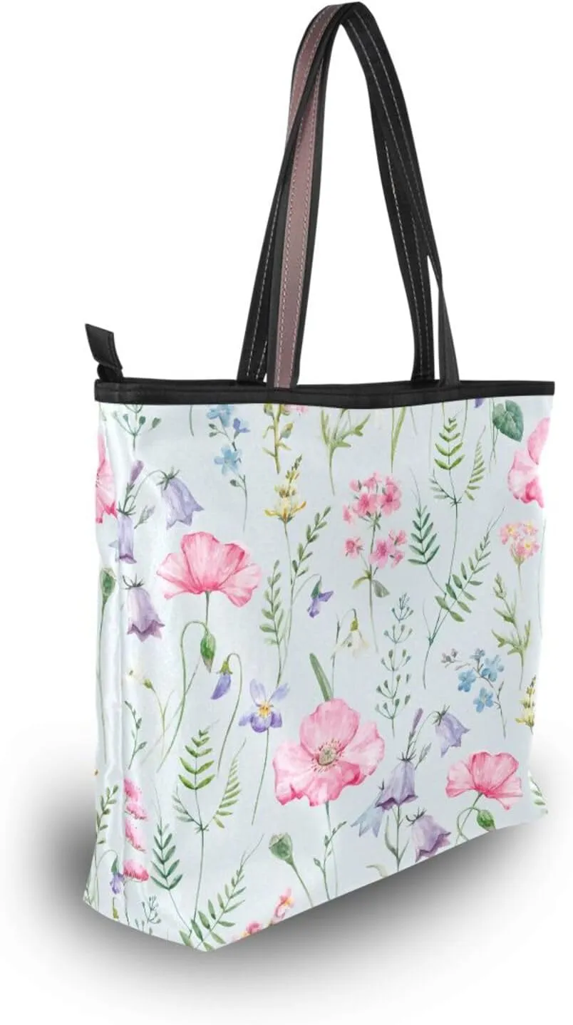 Tote Bag for Women with Zipper,Polyester Tote Purse Holiday Tote Bag Work Handbag Women Gift