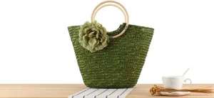 Tote Bag Straw Woven Women's Top-Handle Handbag Flower Beach Hand Bag, Purse for Women Travel Ladies Handbags Bolsos