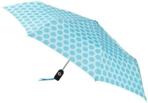 totes Auto Open Auto Close Umbrella ~ 43" Arc ~ Fits in Travel Bag, Color: Aqua French Circle