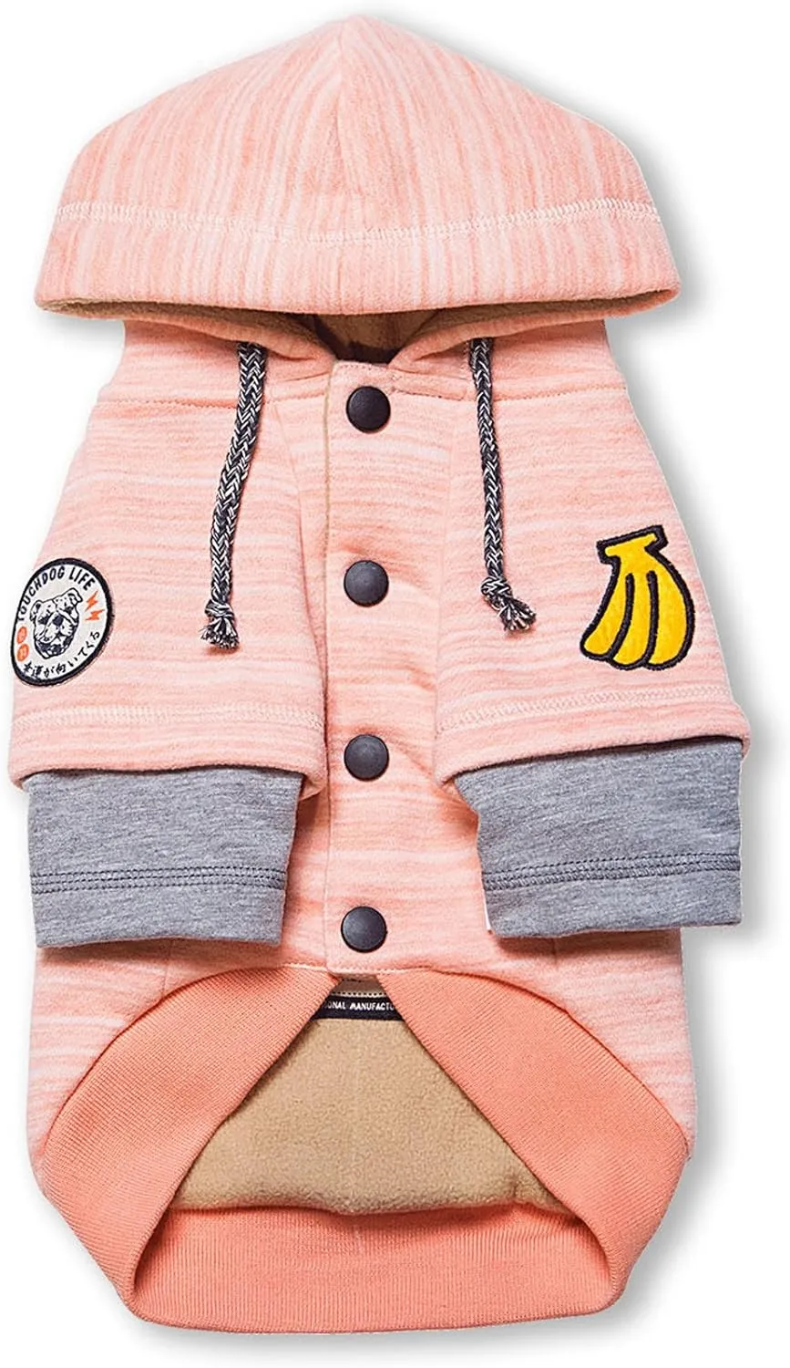 TOUCHDOG 'Hampton Beach' Designer Fashion Ultra-Plush Sand Blasted Pet Dog Hooded Sweater Hoodie, Small, Pink