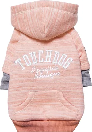 TOUCHDOG 'Hampton Beach' Designer Fashion Ultra-Plush Sand Blasted Pet Dog Hooded Sweater Hoodie, Small, Pink