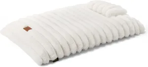 TOWN & COUNTRY LUXE CuddleTown Ribbed Bubble Stripe Pillow Crate Mat Pet Bed, Machine Washable Cover, Soft & Calming, Non-Slip Bottom, Cream, Medium 35"x24"x3"